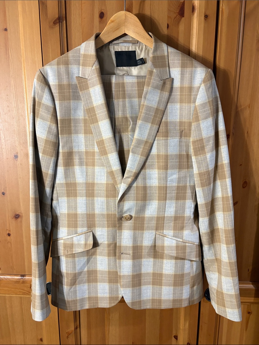 ASOS Men's Check Blazer in Tan and Cream